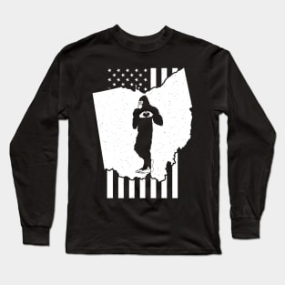 Ohio Bigfoot American Flag Long Sleeve T-Shirt